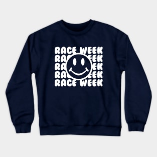 Race Week Smiley Face Design Crewneck Sweatshirt